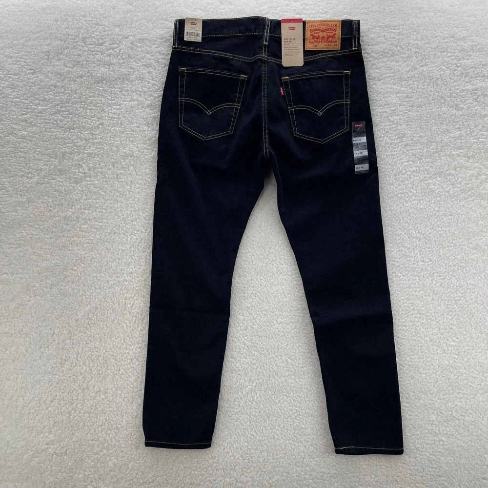 Levi's Jeans Mens 34x30 Blue 512 Slim Taper Dark Wash Denim Preppy Casual New